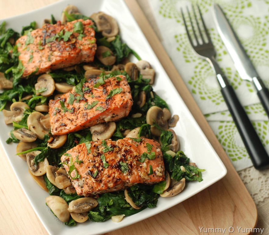 Résultat de recherche d'images pour "Salmon With Spinach and Mushrooms Recipe"