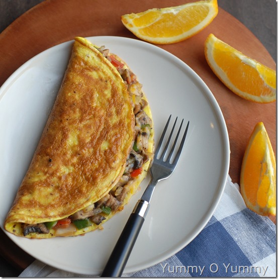 Stuffed veggie and cheese omlette