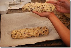 Wet hands and form into logs