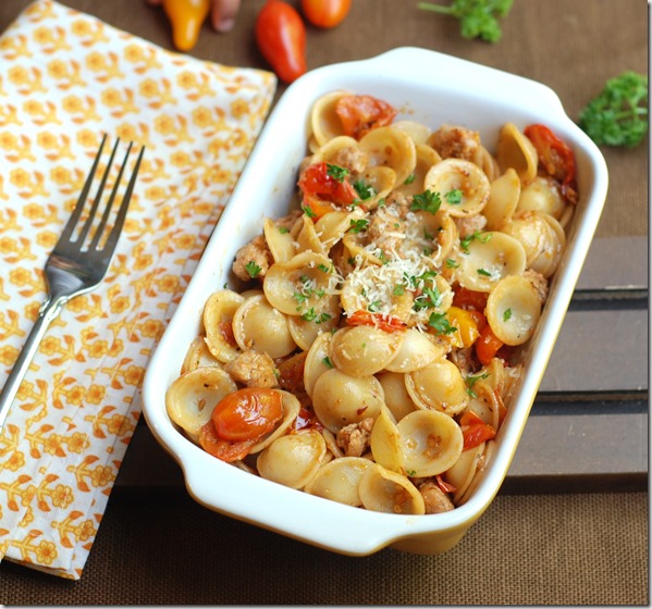 Sausage and cherry tomato pasta