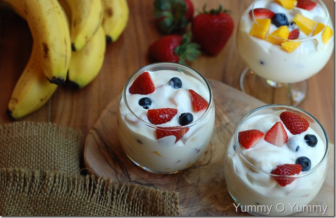 Fruit Salad with whipped cream